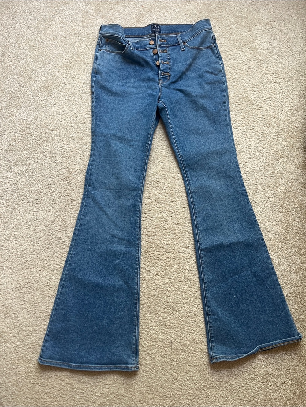 J. Crew Blue Button-Fly Flare Jeans